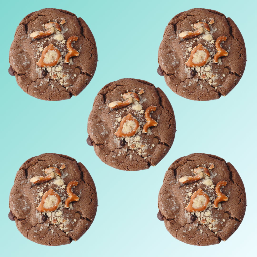 Stuffed caramel pretzel cookies