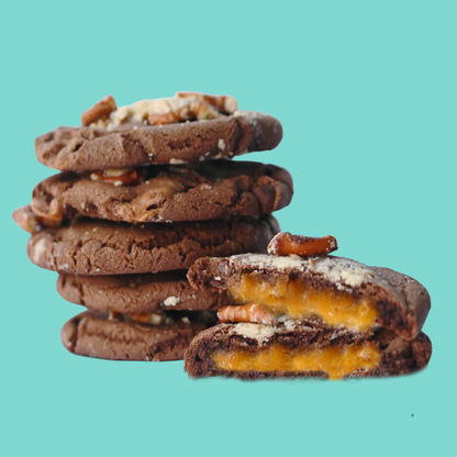 Stuffed caramel pretzel cookies